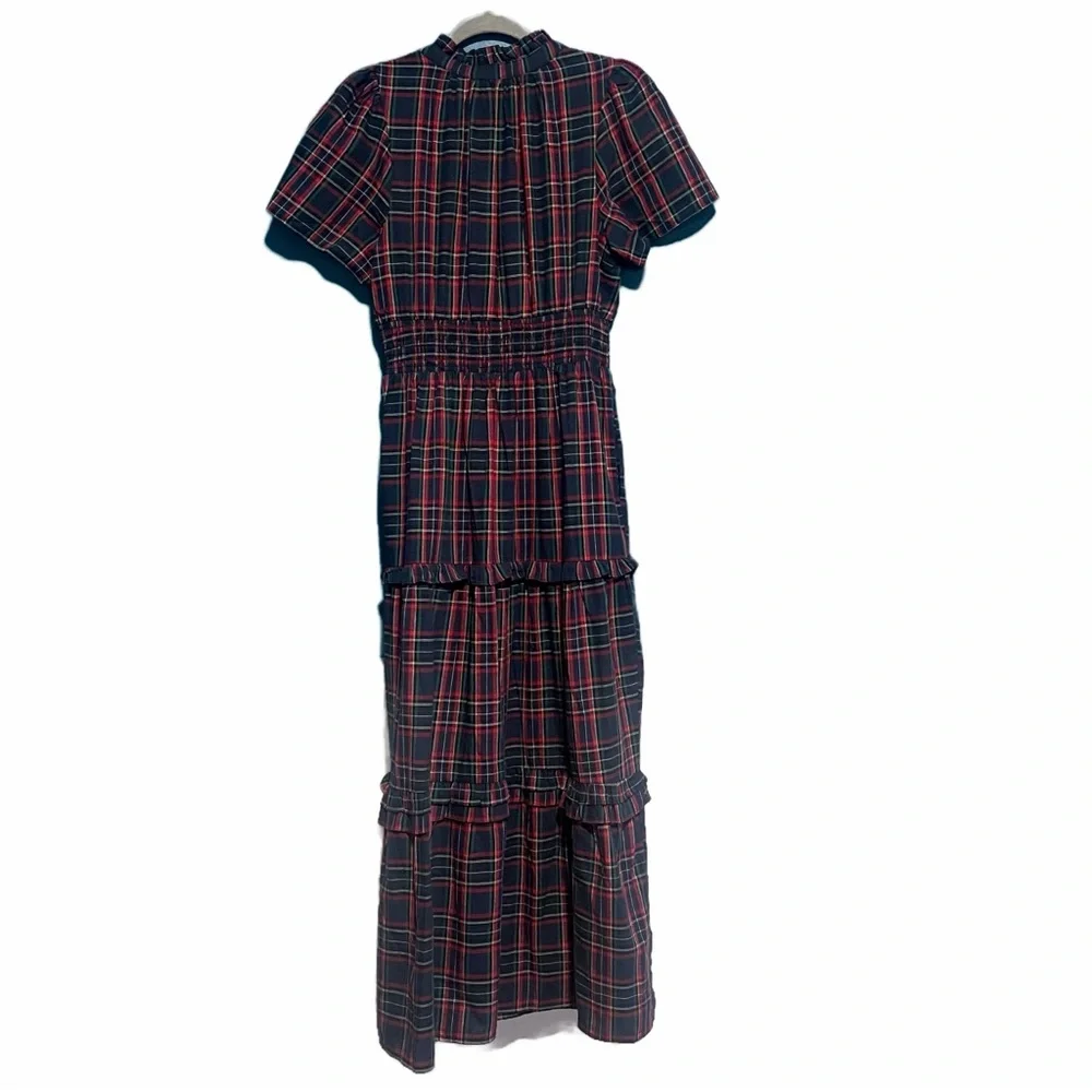 Avara Sugarlips Miley Plaid Palmer Tiered Dress In Navy Multi size M - Picture 5 of 7